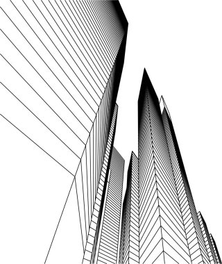 Mimari sanat konseptinde soyut çizgiler, minimum geometrik şekiller. 