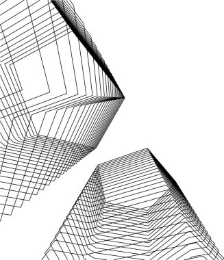 Mimari sanat konseptinde soyut çizgiler, minimum geometrik şekiller. 