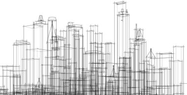 Mimari sanat konseptinde soyut çizgiler, minimum geometrik şekiller. 