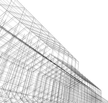 Mimari sanat konseptinde soyut çizgiler, minimum geometrik şekiller. 
