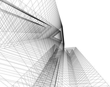 Mimari sanat konseptinde soyut çizgiler, minimum geometrik şekiller. 