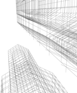 Mimari sanat konseptinde soyut çizgiler, minimum geometrik şekiller. 
