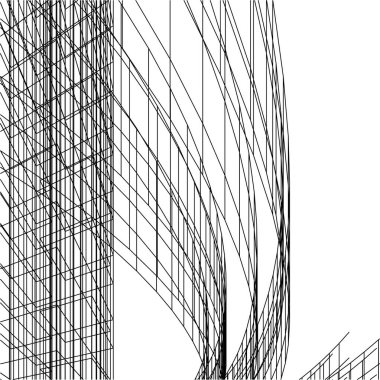 Mimari sanat konseptinde soyut çizgiler, minimum geometrik şekiller. 