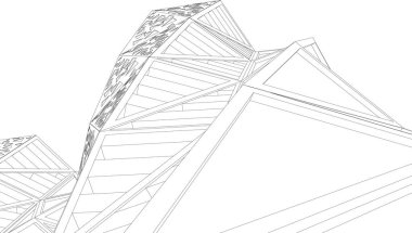 Mimari sanat konseptinde soyut çizgiler, minimum geometrik şekiller. 