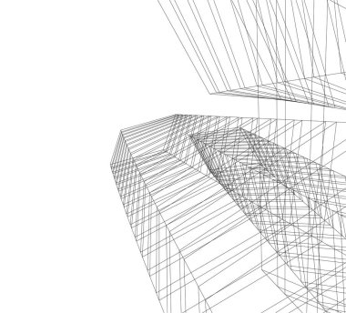 Mimari sanat konseptinde soyut çizgiler, minimum geometrik şekiller.