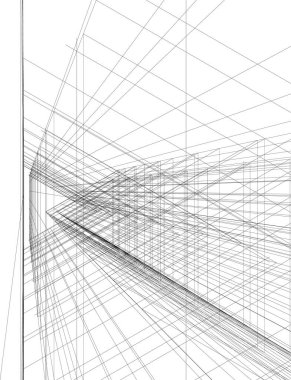 Arkaplanda mimari bina 3d illüstrasyon