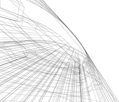 Mimari sanat konseptinde soyut çizgiler, minimum geometrik şekiller. 