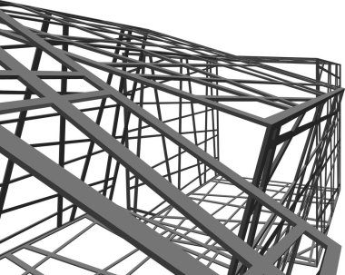 Arkaplanda mimari bina 3d illüstrasyon