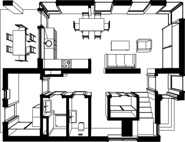 Mimari sanat konseptinde soyut çizgiler, minimum geometrik şekiller.