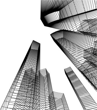 Mimari sanat konseptinde soyut çizgiler, minimum geometrik şekiller. 