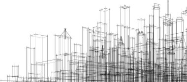 Mimari sanat konseptinde soyut çizgiler, minimum geometrik şekiller. 