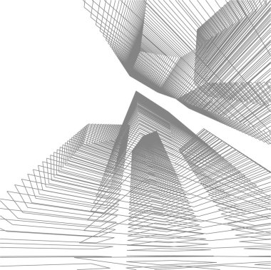 Mimari sanat konseptinde soyut çizgiler, minimum geometrik şekiller. 