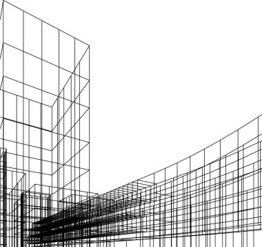 Mimari sanat konseptinde soyut çizgiler, minimum geometrik şekiller.
