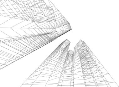 Mimari sanat konseptinde soyut çizgiler, minimum geometrik şekiller. 