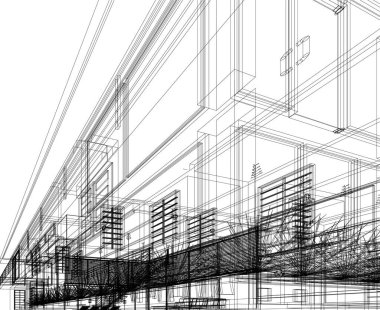 Mimari sanat konseptinde soyut çizgiler, minimum geometrik şekiller.