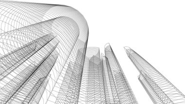 Mimari sanat konseptinde soyut çizgiler, minimum geometrik şekiller.