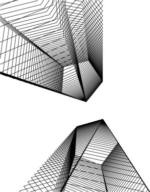 Mimari sanat konseptinde soyut çizgiler, minimum geometrik şekiller. 