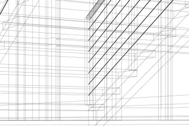 Arkaplanda mimari bina 3d illüstrasyon