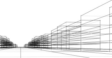 Mimari sanat konseptinde soyut çizgiler, minimum geometrik şekiller.