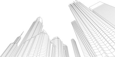 Arkaplanda mimari bina 3d illüstrasyon