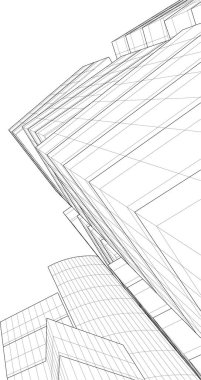 Mimari sanat konseptinde soyut çizgiler, minimum geometrik şekiller. 