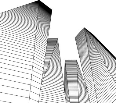 Mimari sanat konseptinde soyut çizgiler, minimum geometrik şekiller. 