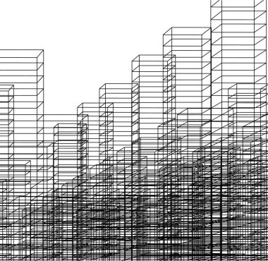 Mimari sanat konseptinde soyut çizgiler, minimum geometrik şekiller. 