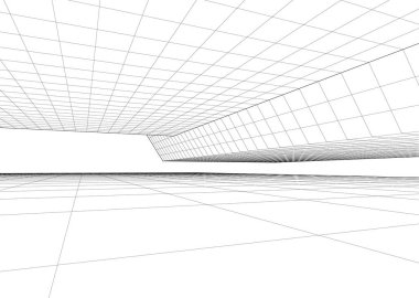 Mimari sanat konseptinde soyut çizgiler, minimum geometrik şekiller. 