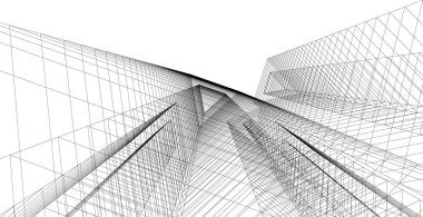 Mimari sanat konseptinde soyut çizgiler, minimum geometrik şekiller. 