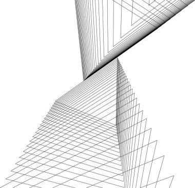 Beyaz zemin üzerine mimari sanat konseptinde soyut çizgiler, minimum geometrik şekiller.