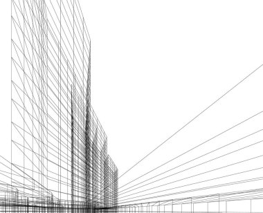 Arkaplanda mimari bina 3d illüstrasyon