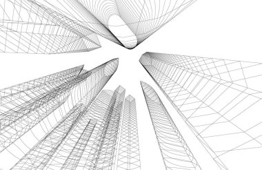 Mimari sanat konseptinde soyut çizgiler, minimum geometrik şekiller.