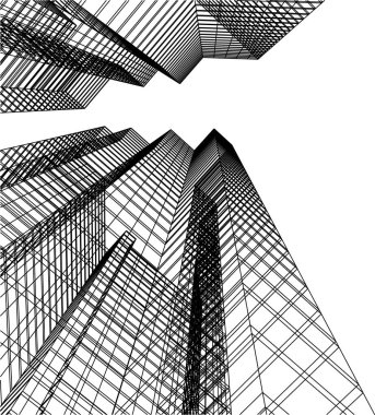 Mimari sanat konseptinde soyut çizgiler, minimum geometrik şekiller.