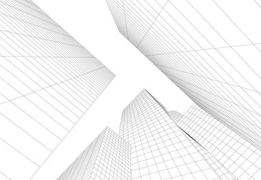 Mimari sanat konseptinde soyut çizgiler, minimum geometrik şekiller.