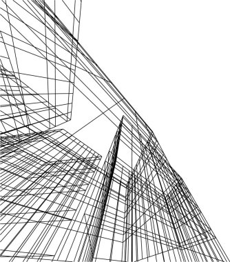 Mimari sanat konseptinde soyut çizgiler, minimum geometrik şekiller. 