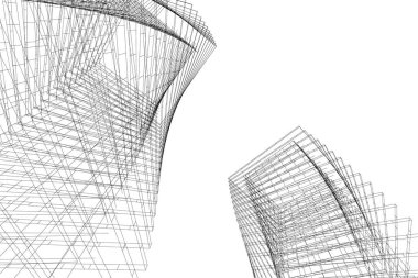 Arkaplanda mimari bina 3d illüstrasyon