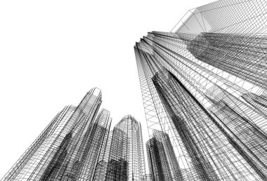 Mimari sanat konseptinde soyut çizgiler, minimum geometrik şekiller.