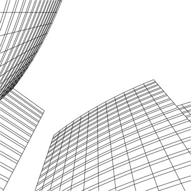 Mimari sanat konseptinde soyut çizgiler, minimum geometrik şekiller. 