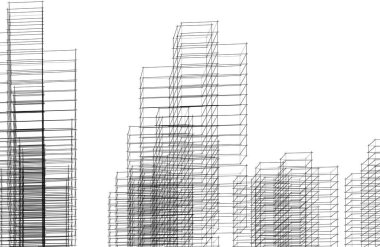 Mimari sanat konseptinde soyut çizgiler, minimum geometrik şekiller.