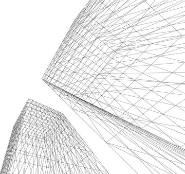 Mimari sanat konseptinde soyut çizgiler, minimum geometrik şekiller. 