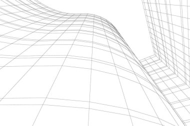 Mimari sanat konseptinde soyut çizgiler, minimum geometrik şekiller. 