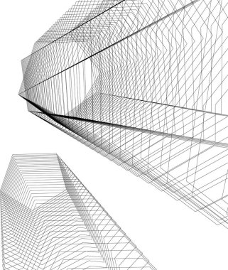 Mimari sanat konseptinde soyut çizgiler, minimum geometrik şekiller. 