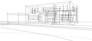 Mimari sanat konseptinde soyut çizgiler, minimum geometrik şekiller. 