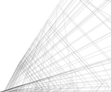 Mimari sanat konseptinde soyut çizgiler, minimum geometrik şekiller. 