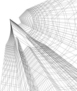 Arkaplanda mimari bina 3d illüstrasyon