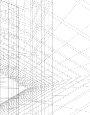 Mimari sanat konseptinde soyut çizgiler, minimum geometrik şekiller. 