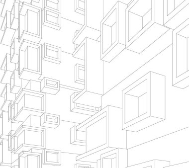 Mimari sanat konseptinde soyut çizgiler, minimum geometrik şekiller. 