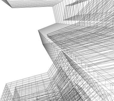 Arkaplanda mimari bina 3d illüstrasyon