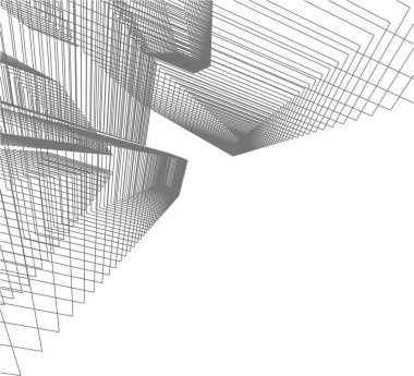 Mimari sanat konseptinde soyut çizgiler, minimum geometrik şekiller. 