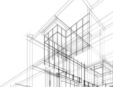 Mimari sanat konseptinde soyut çizgiler, minimum geometrik şekiller. 